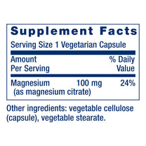 Life Extension Magnesium Citrate 100 mg Vegetarian Capsules, Blue, 100 Count