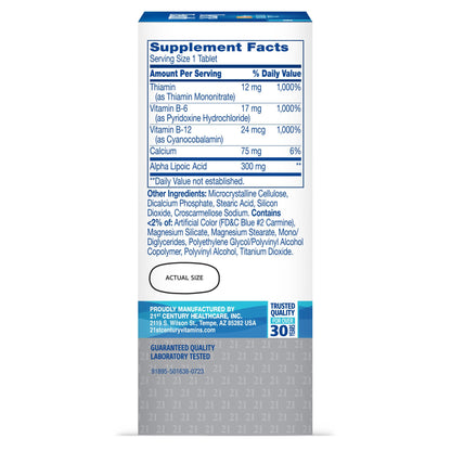 21st Century Nerve Health, Alpha Lipoic Acid 300mg with B Vitamins, 30ct