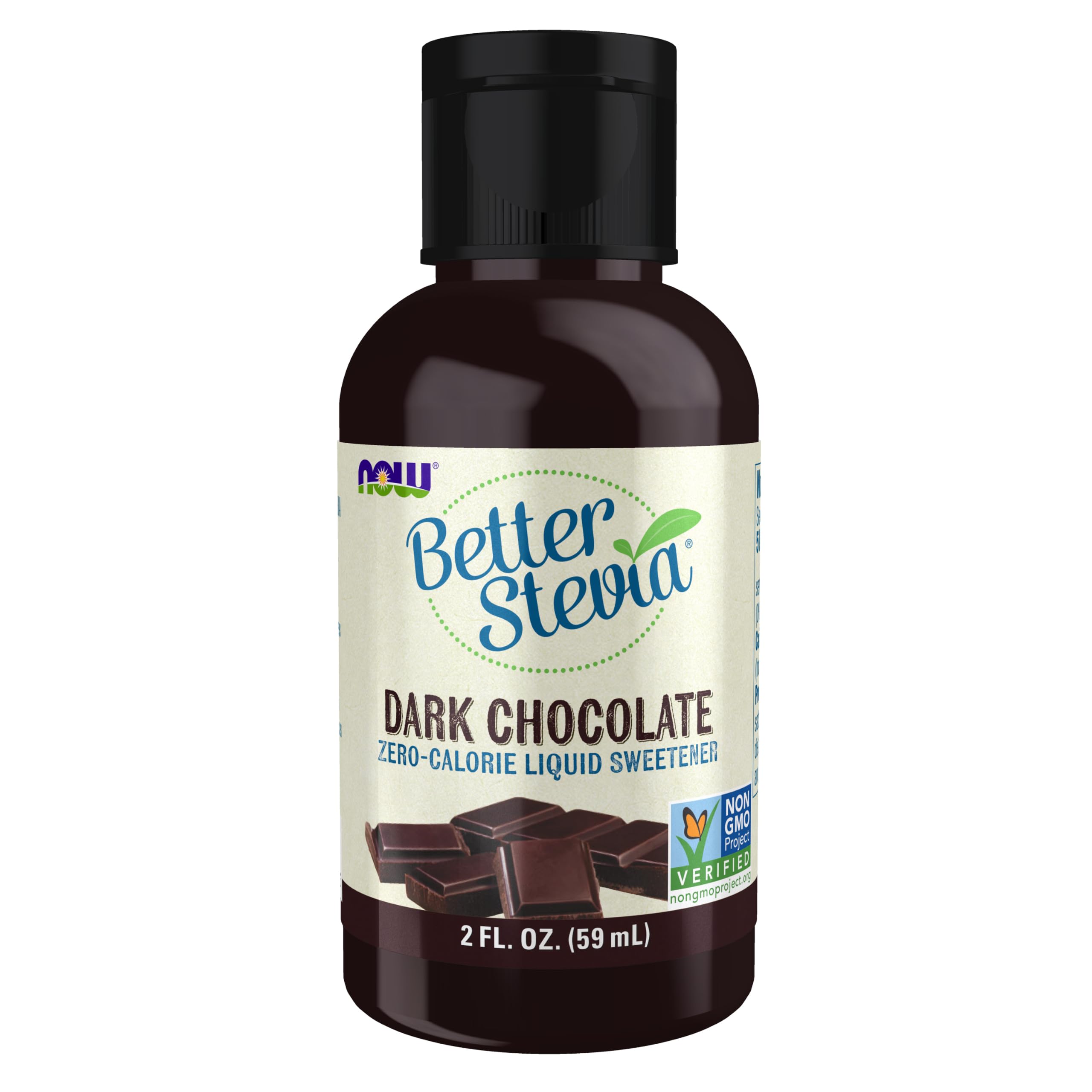 NOW Foods, Better Stevia Liquid, Dark Chocolate, Zero-Calorie Liquid Sweetener, Low Glycemic Impact, Certified Non-GMO, 2-Ounce