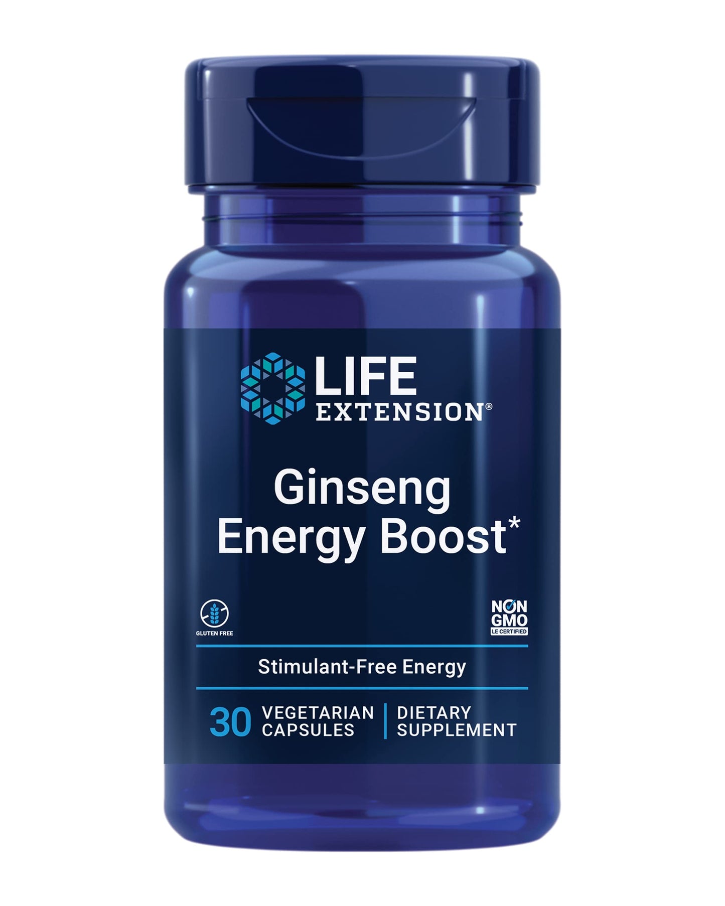 Life Extension Ginseng Energy Boost, Energy Support, Healthy Stress Management, Gluten-Free, Non-GMO, Vegetarian, 30 Capsules
