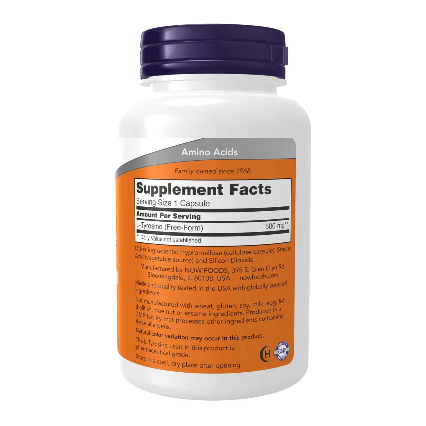 NOW L-Tyrosine 500 mg,120 Capsules