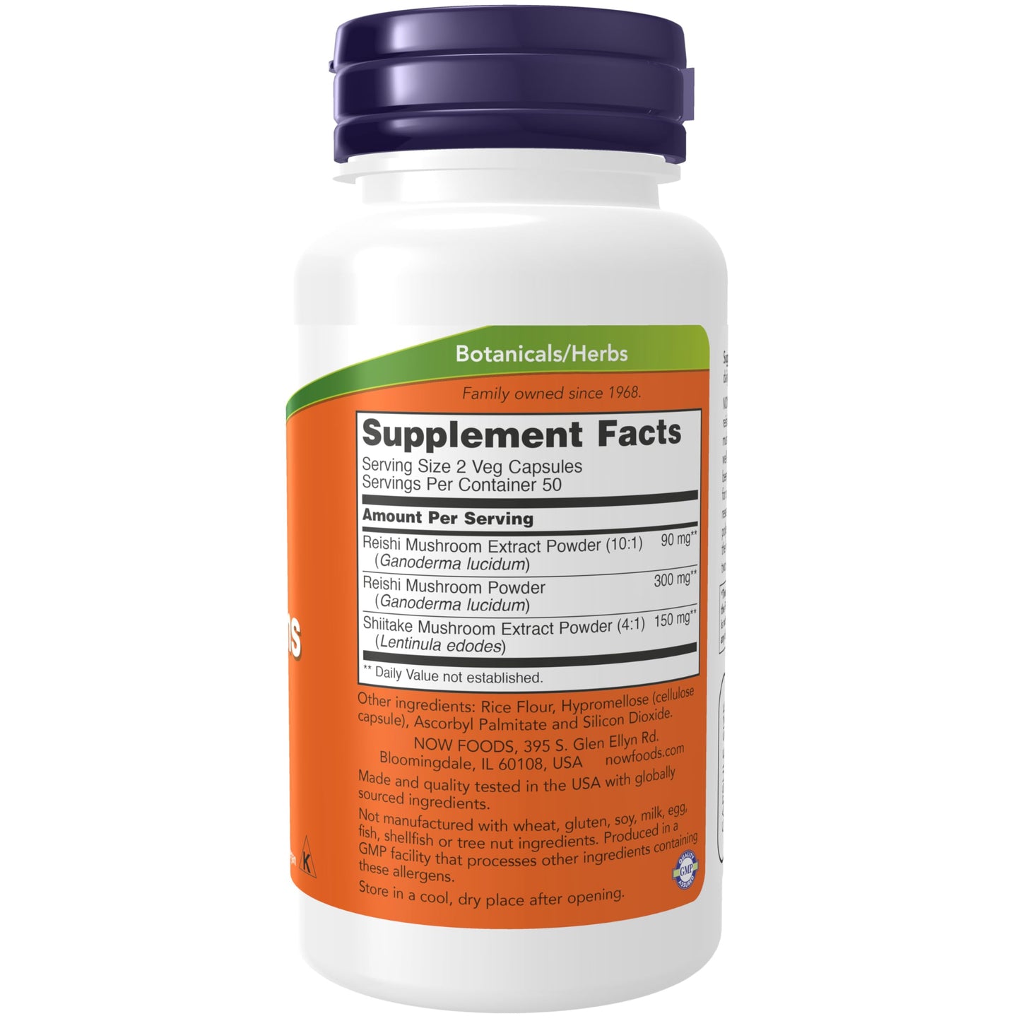 NOW Foods Supplements, Rei-Shi Mushrooms 270 mg, Reishi/Shiitake Blend, Super Mushrooms, 100 Veg Capsules