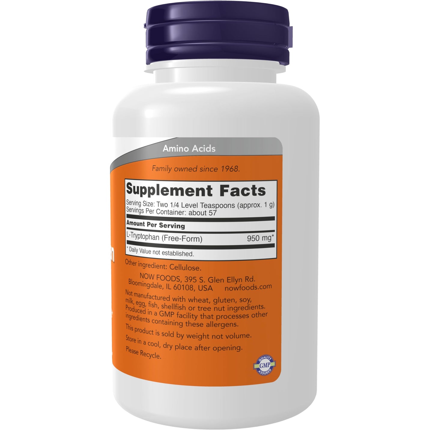 NOW Foods Supplements, L-Tryptophan Powder, Free-Form, Supports Relaxation*, Amino Acid, 2-Ounce