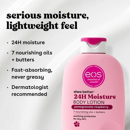 eos Shea Better 24H Moisture Body Lotion- Pomegranate Raspberry, 16 fl oz