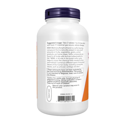 NOW Foods Supplements, MSM (Methylsulfonylmethane) 1,500 mg, Supports Healthy Cartilage*, Joint Health*, 200 Tablets