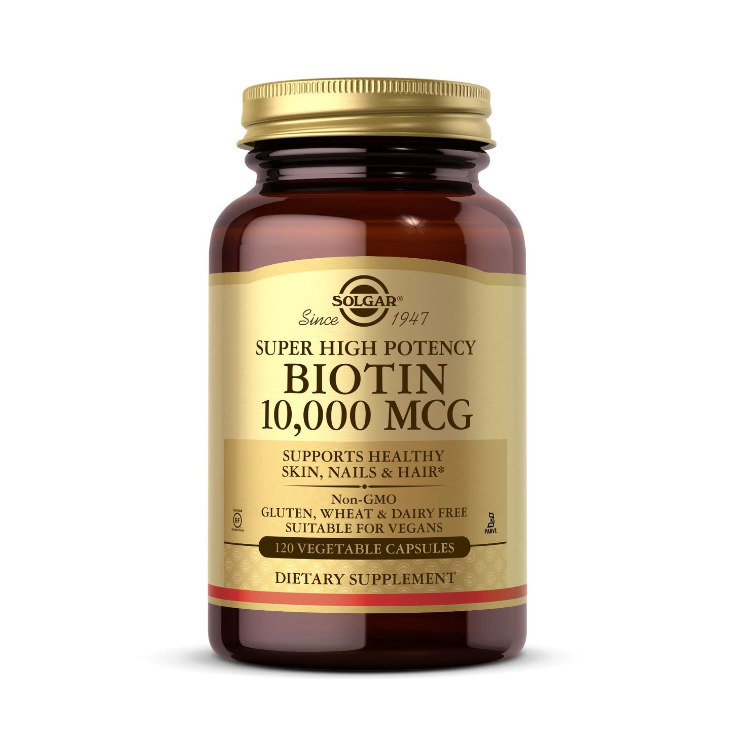 Solgar Biotin 10,000 mcg, 120 Vegetable Capsules - Non-GMO, Gluten Free