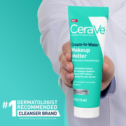 CeraVe Cream-to-Water Makeup Melter, Facial Cleanser for Makeup Removal,4oz
