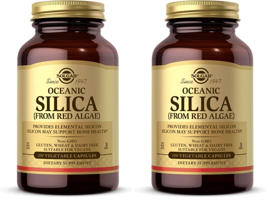 Solgar Oceanic Silica from Red Algae 25 mg,100 Vegetable Capsules - Excellent Source of Calcium,Supports Bone Health - Non-GMO,Vegan,Gluten Free,Dairy Free,Kosher - 50 Servings,(Pack of 2)