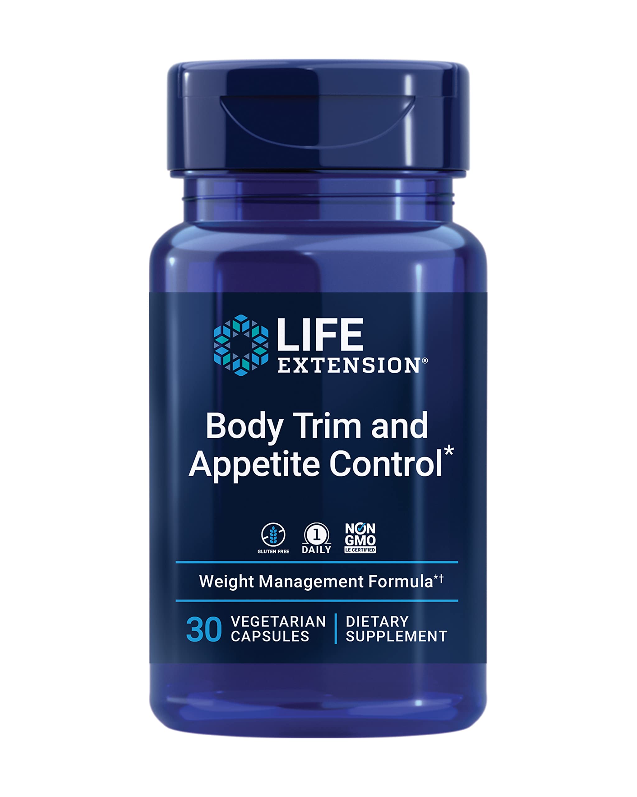 Life Extension Body Trim and Appetite Control, Lemon Verbena, Hibiscus, Healthy Weight, Promotes Satiety, Weight Management, Gluten Free, Non-GMO, 1-Daily, Vegetarian, 30 Capsules