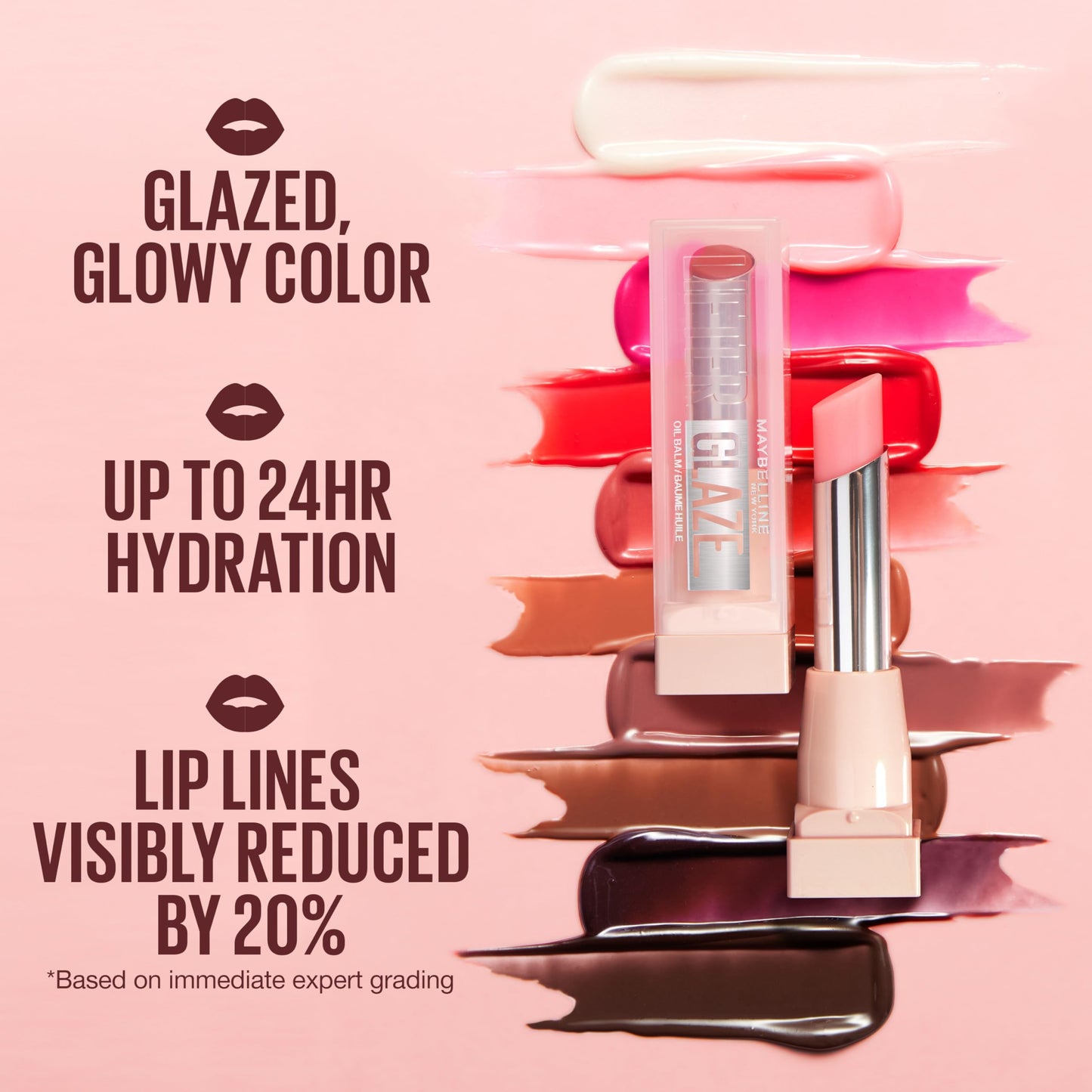 MAYBELLINE Lifter Glaze Oil Balm with Hyaluronic Acid and Hydrating Oil Blend, Lip Balm with 24HRs of Smooth, Moisturizing Shine, Acai Glaze (Sheer Black Cherry)
