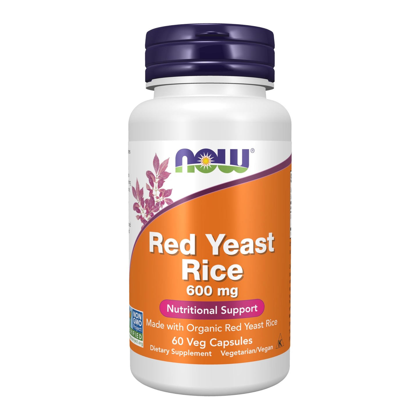 NOW Foods Supplements, Red Yeast Rice 600 mg, Made with Organic Red Yeast Rice, 60 Veg Capsules