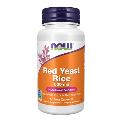 NOW Foods Supplements, Red Yeast Rice 600 mg, Made with Organic Red Yeast Rice, 60 Veg Capsules