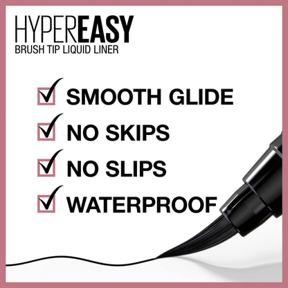 MAYBELLINE New York Hyper Easy Liquid Pen No-Skip Waterproof Eyeliner, Satin Finish, Pitch Brown