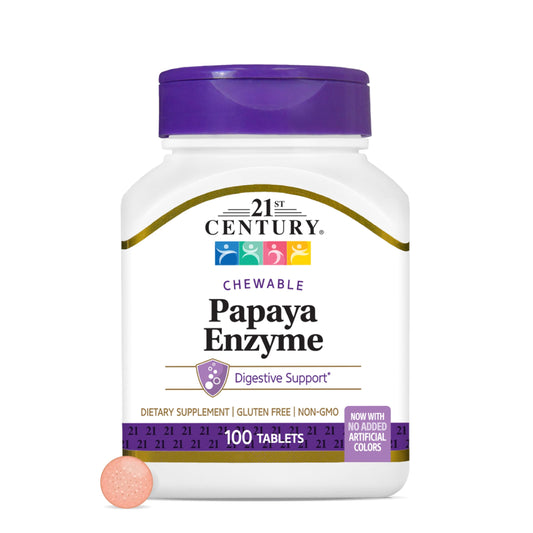 21st Century Papaya Enzyme Chewables for Digestion, Tropical, 100 Count