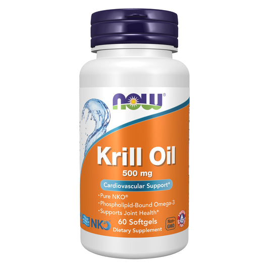 NOW Foods Supplements, Neptune Krill Oil 500 mg, Phospholipid-Bound Omega-3, Cardiovascular Support*, 60 Softgels