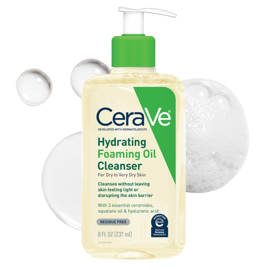CeraVe Hydrating Foaming Oil Facial Cleanser with Hyaluronic Acid, 8oz