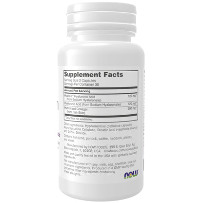 NOW Foods Solutions, Hydration Rescue with Hyabest® hyaluronic acid, Helps Maintain Youthful Looking Skin*, Supports Healthy Skin Moisture*, 60 Veg Capsules