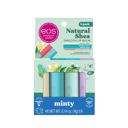 eos Minty Lip Balm Variety Pack Artic- Vanilla, Sweet Eucalyptus 4-Pack