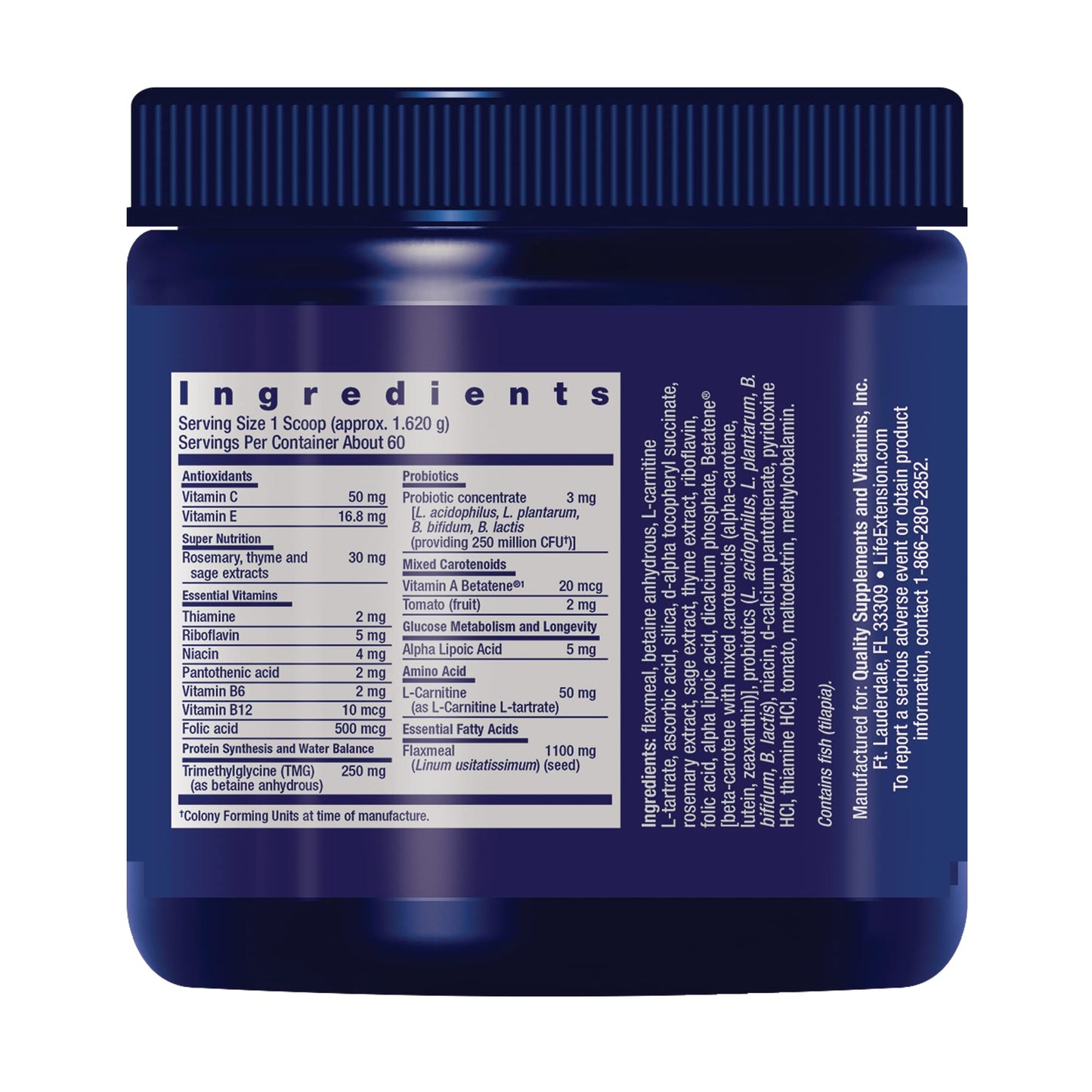 Life Extension Dog Mix, Dog Vitamins and Supplements, probiotics, L-carnitine, B12, folic Acid, Vitamin C, Vitamin E, Rosemary, Nutrient Absorption, Gluten-Free, Non-GMO, 60 Servings