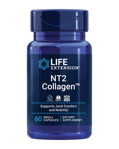 Life Extension NT2 Collagen™, Joint Health Supplement for Joint Comfort & Mobility, Gluten-Free, Non-GMO, 1 Daily, 60 Small Capsules