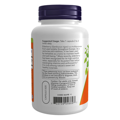 NOW Foods Supplements, Elderberry (Sambucus nigra)500 mg, 10:1 Concentrate, 120 Veg Capsules