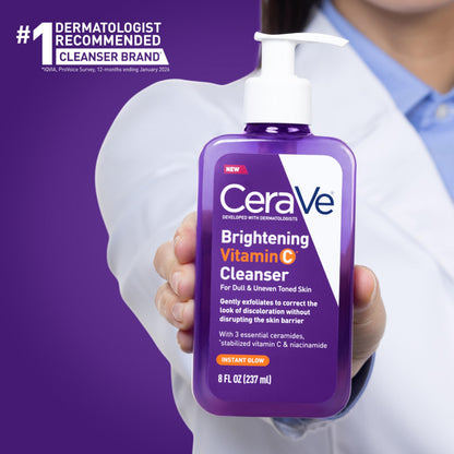 CeraVe Brightening Vitamin C Facial Cleanser, Niacinamide Face Wash, 8oz