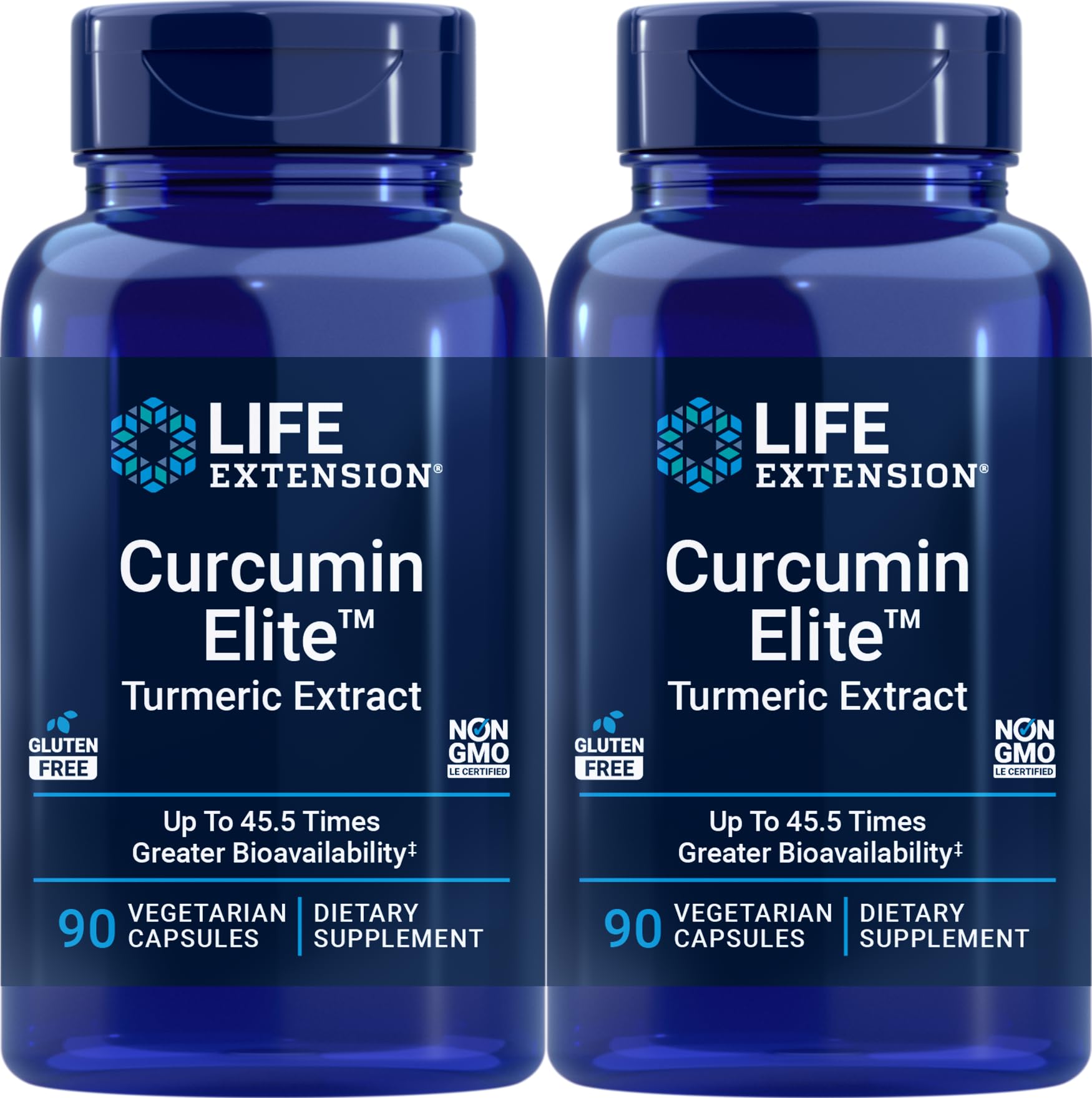 Life Extension Curcumin Elite Turmeric Extract, 90 Caps (Pack of 2)