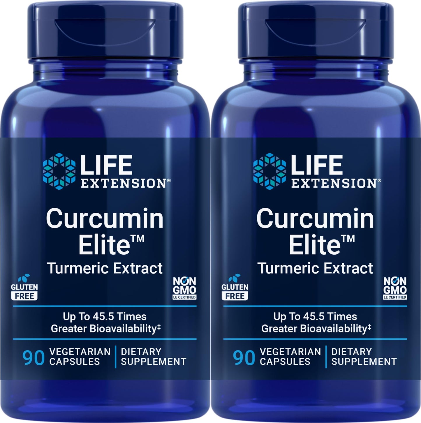 Life Extension Curcumin Elite Turmeric Extract, 90 Caps (Pack of 2)