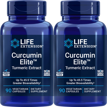 Life Extension Curcumin Elite Turmeric Extract, 90 Caps (Pack of 2)