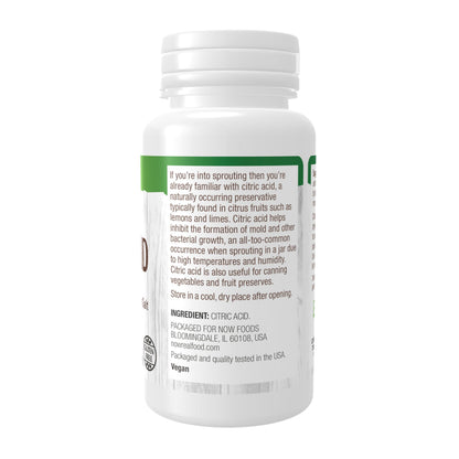 NOW Foods, Citric Acid, Sprouting Aid, Great Substitute for Salt, Preservative Found in Citrus Fruits, 4-Ounces