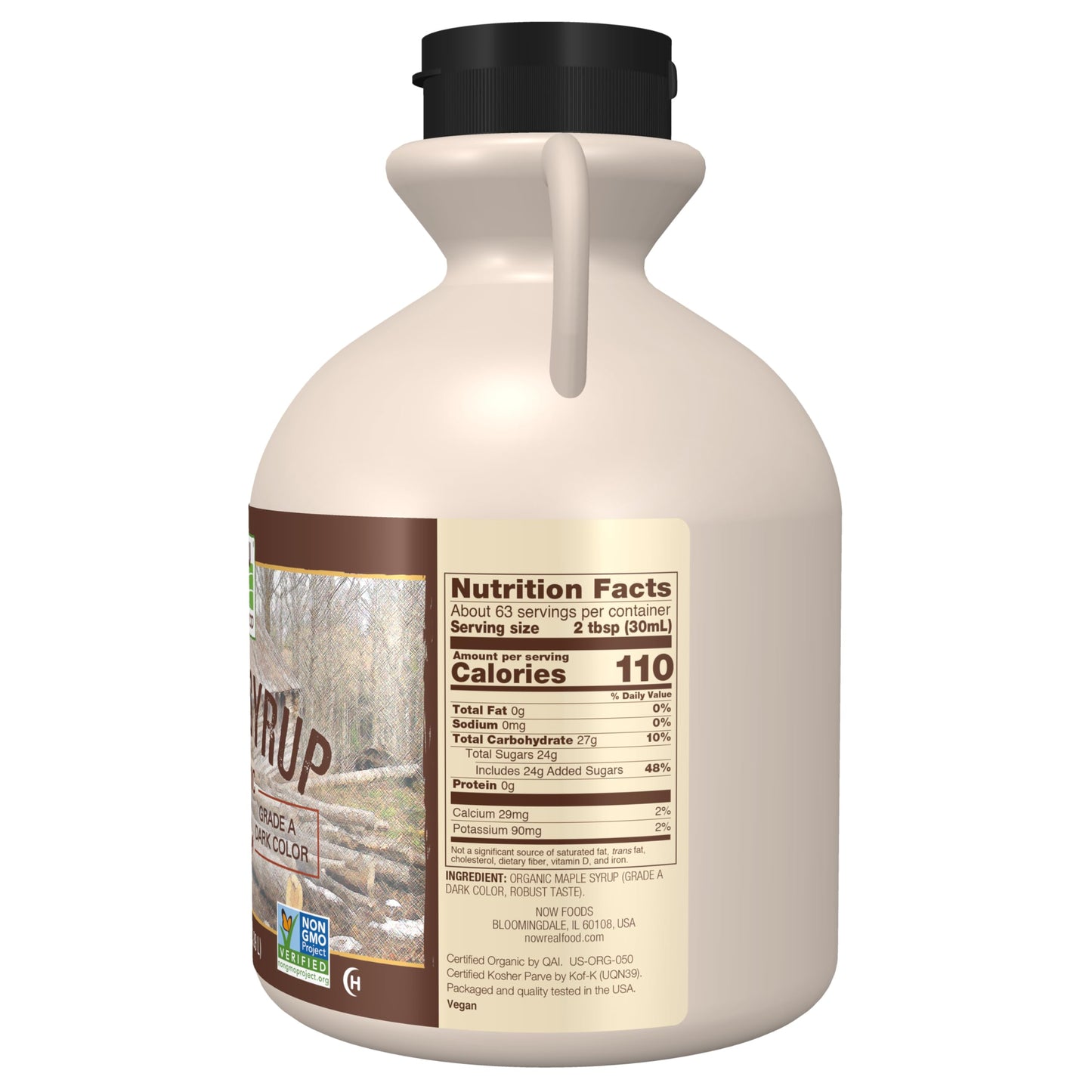 NOW Foods, Certified Organic Maple Syrup, Grade A Dark Color, Certified Non-GMO, Pure, Robust Taste, 64-Ounce