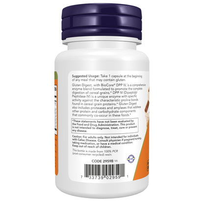 NOW Foods Supplements, Gluten Digest with BioCore®DPP IV, Gastrointestinal Support*, 60 Veg Capsules
