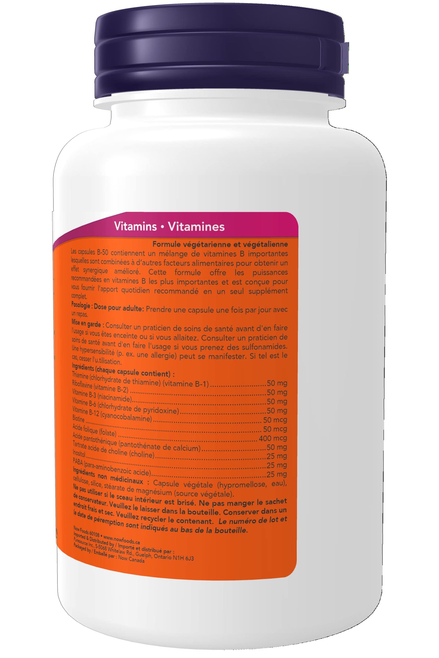 NOW Vitamin B-50 mg,100 Veg Capsules