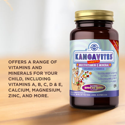 Solgar Kangavites, Bouncin’ Berry Flavor - 120 Chewable Tablets, Pack of 2 - Complete Multivitamin & Mineral Formula for Children - Vegan, Gluten Free
