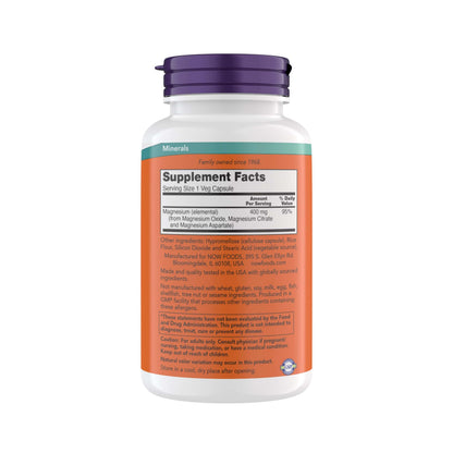 NOW Foods Supplements, Magnesium 400 mg, Supports Energy Production, Enzyme Function, Nervous System Support, 360 Veg Capsules
