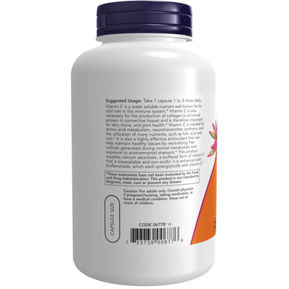 NOW Foods Supplements, Vitamin C-500 Calcium Ascorbate, Antioxidant Protection*, 250 Veg Capsules