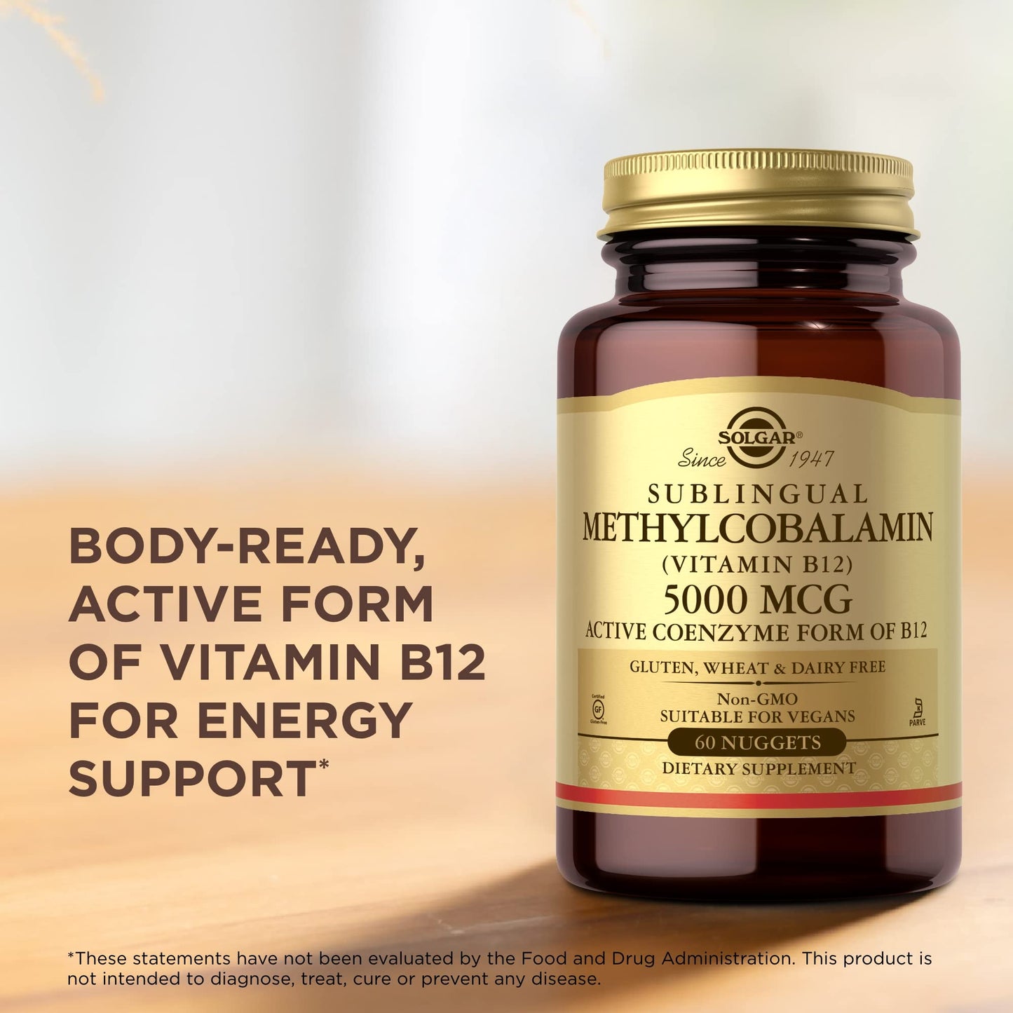 Solgar Methylcobalamin (Vitamin B12) 5000 mcg, 60 Nuggets (Pack of 3) - Cherry Flavor - Supports Energy Metabolism - Body-Ready, Active Form - Non-GMO, Vegan, Gluten Free - 180 Total Servings