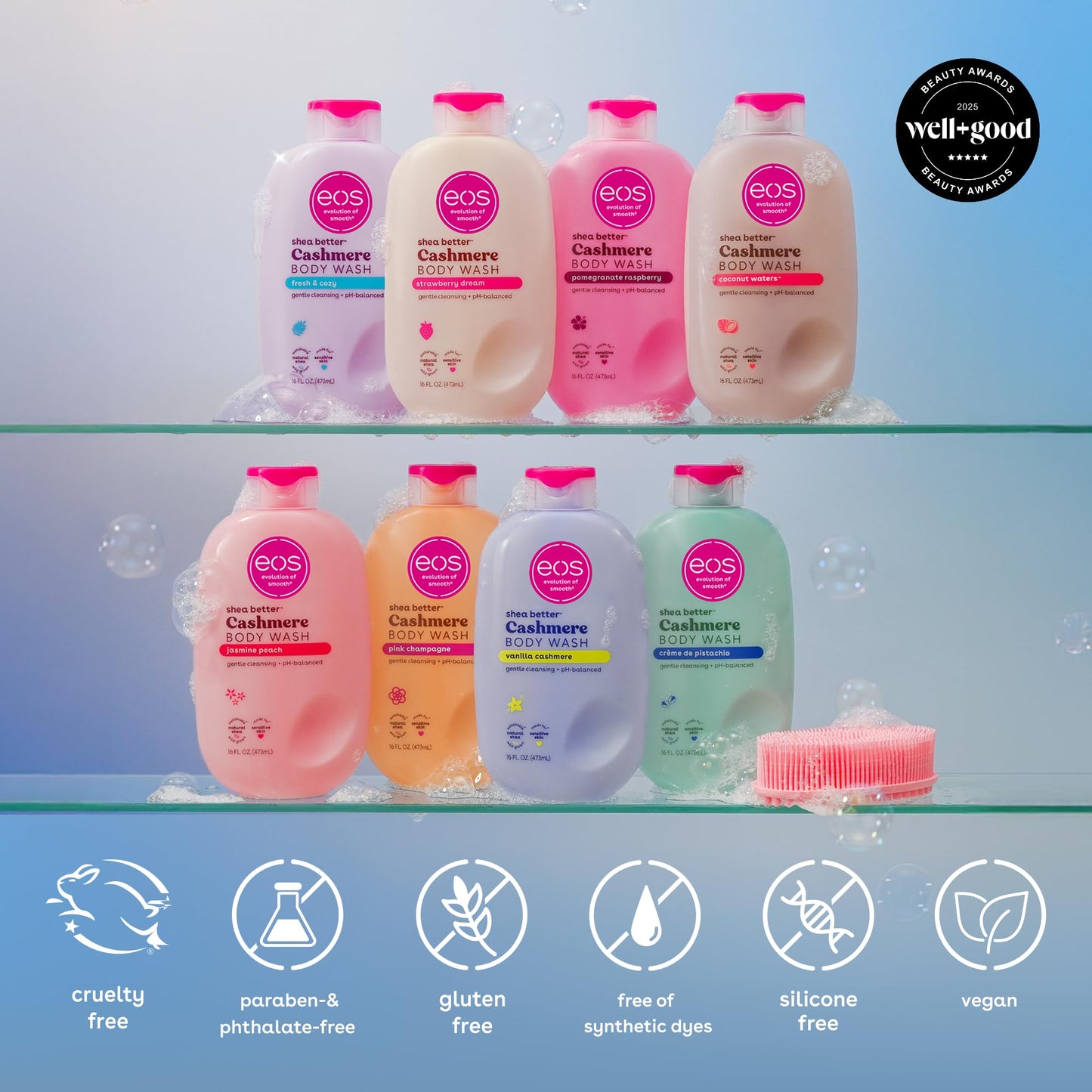 eos Travel Vanilla Cashmere Body Wash- Mini Size, Toiletries, 2.5 fl oz