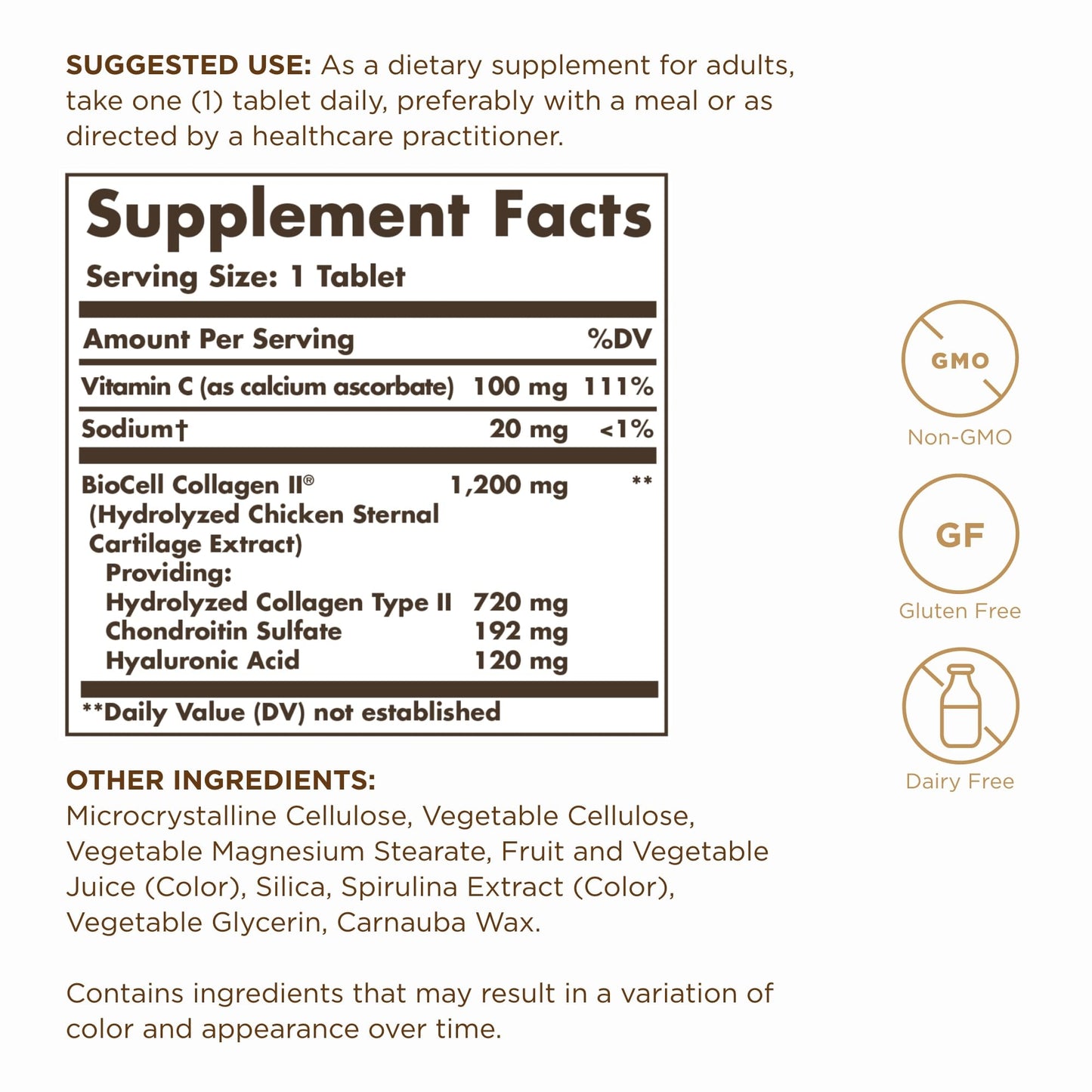 Solgar Collagen Hyaluronic Acid Complex - 30 Tablets - with Hydrolyzed Collagen Type 2 & Chondroitin - Non-GMO, Gluten & Dairy Free - 30 Servings