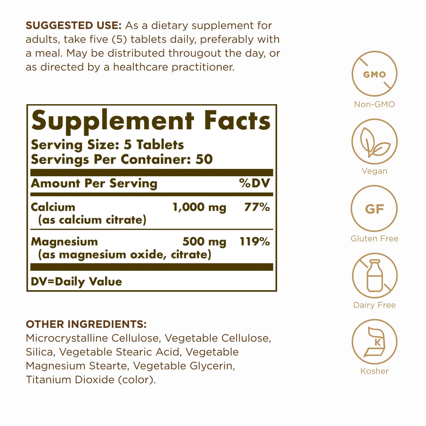 Solgar Calcium Magnesium Citrate, 250 Tablets (Pack of 2) - Supports Healthy Bones & Teeth - Musculoskeletal & Nervous System Support - Highly Absorbable - Non-GMO and Vegan - 100 Total Servings