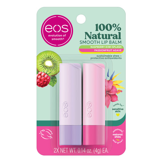 eos 100% Natural Lip Balms- Fruity Variety Pack, 0.14 oz, 2-Pack
