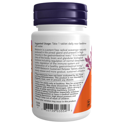 NOW Foods Supplements, Melatonin 5 mg, Sustained Release, Formulated for a 4-Hour Release Period, 120 Tablets