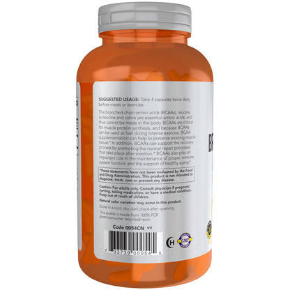 NOW Foods Sports Nutrition, Branched Chain Amino Acids, With Leucine, Isoleucine and Valine, 240 Veg Capsules