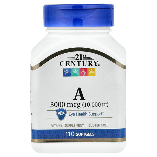 21st Century Vitamin A 10,000 IU Softgels, Eye & Skin Support, 110 Count