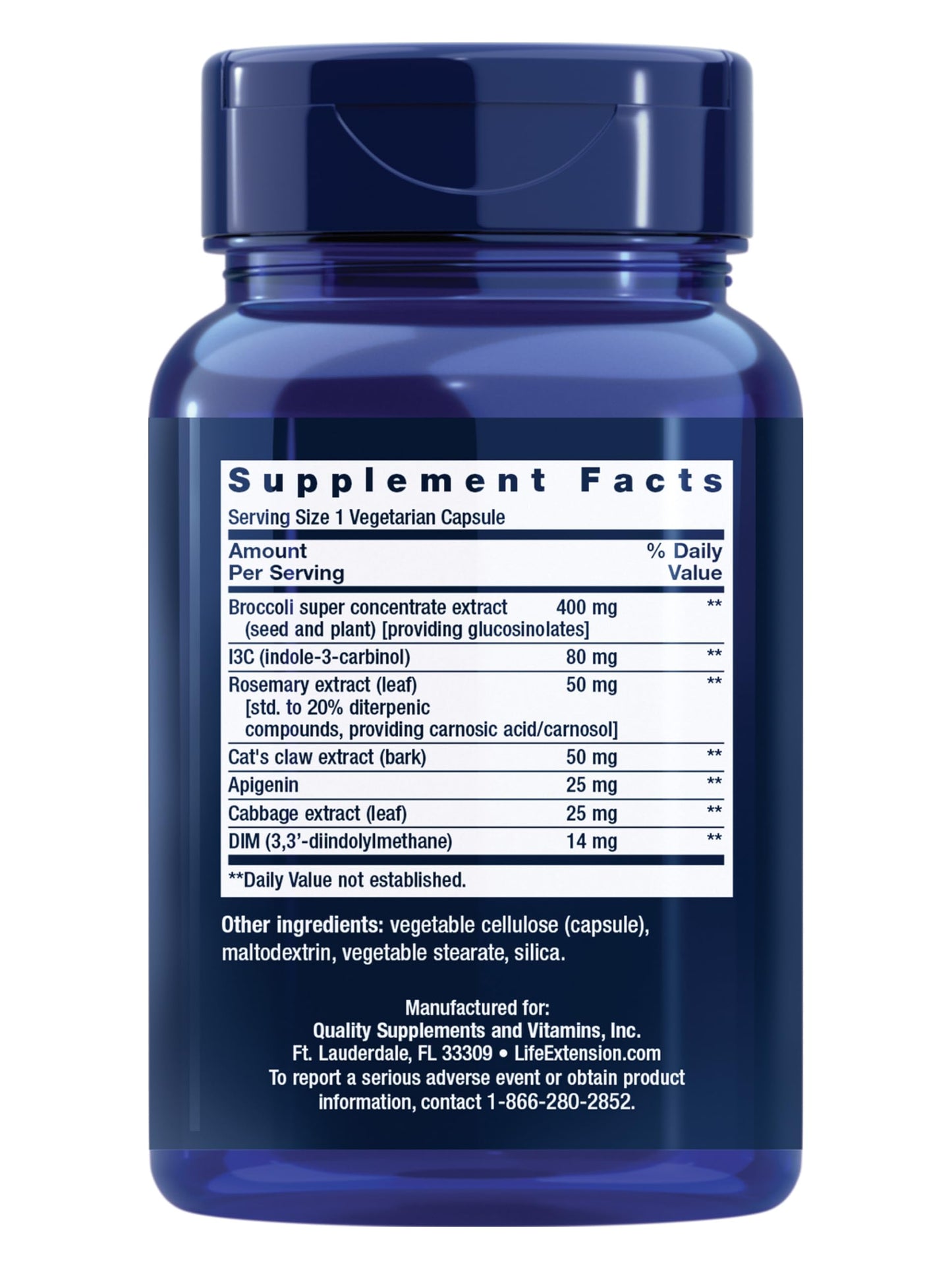 Life Extension Cruciferous Vegetable Extract Blend, Broccoli Extract, I3C, Helps Maintain DNA Health & Already Healthy Hormone Levels, Gluten Free, Non-GMO, Vegetarian, 60 Capsules