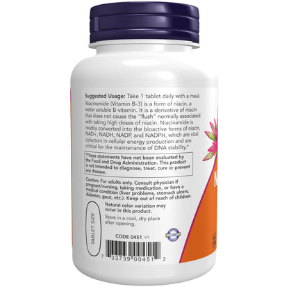 Now Foods Supplements, Niacinamide (Vitamin B-3) 1000 mg, Energy Production*, 90 Tablets, White, Off-White