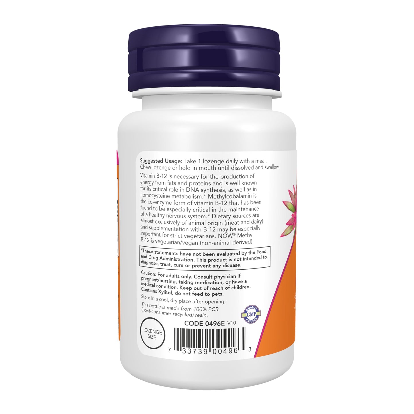 NOW Foods Supplements, Methyl B-12 (Methylcobalamin) 5,000 mcg, Nervous System Health*, 60 Lozenges