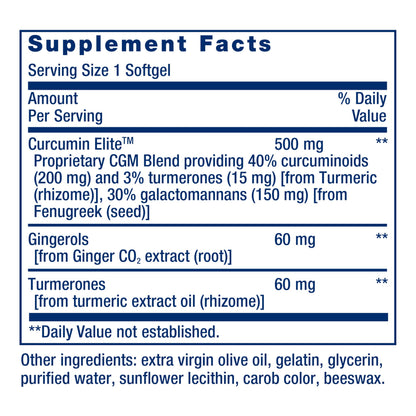 Life Extension Advanced Curcumin Elite Turmeric Extract, Ginger & Turmerones – for Inflammation Health Support and Cardiovascular & Brain Health – Gluten-Free, Non-GMO – 30 Softgels