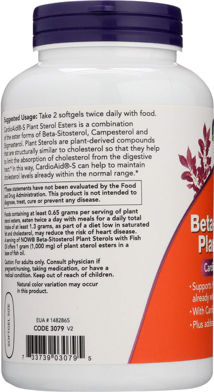 NOW Foods SPO Beta-Sitosterol Plant Sterols with Fish Oil, 180 Count