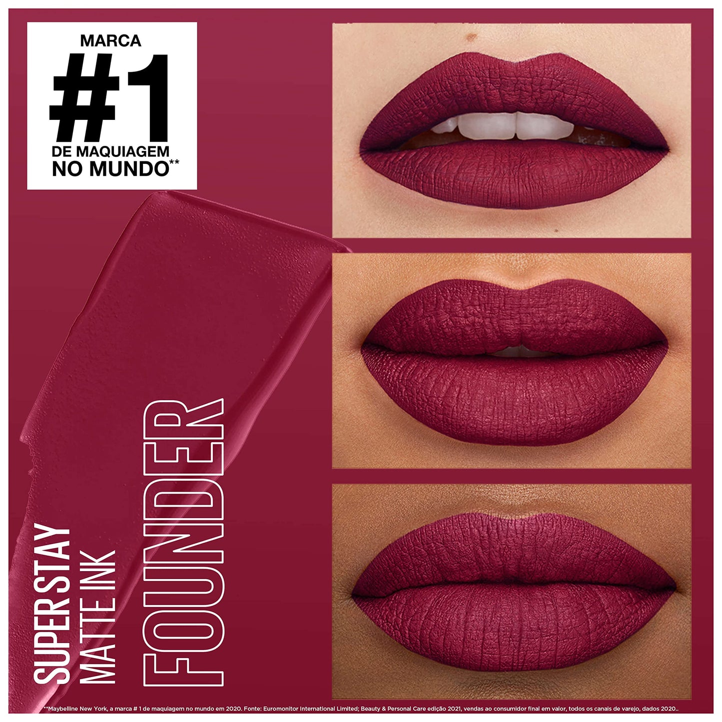 Maybelline Super Stay Matte Ink Liquid Lipstick Makeup, Long Lasting High Impact Color, Up to 16H Wear, Founder, Cranberry Red, 1 Count, Packaging May Vary